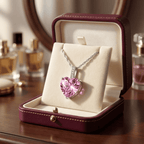 Kristály szív nyaklánc pink