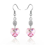 Lógós Swarovski szíves fülbevaló pink