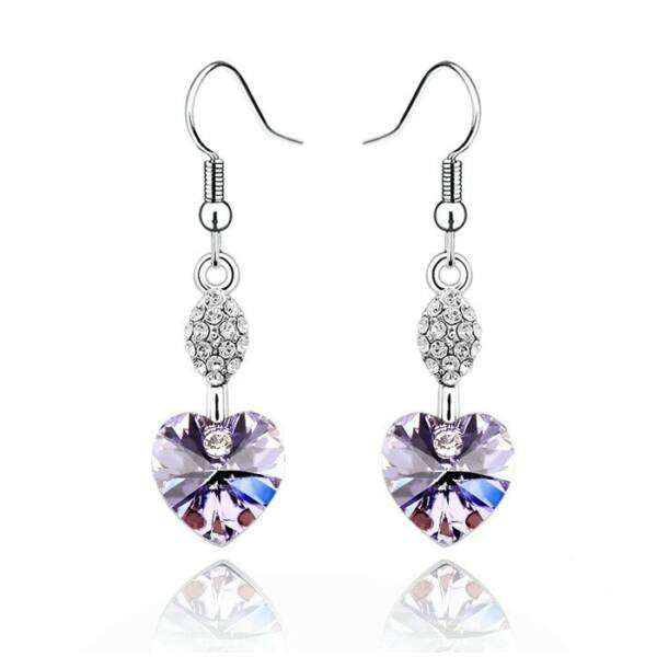 Lógós Swarovski szíves fülbevaló ibolya