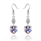 Lógós Swarovski szíves fülbevaló ibolya