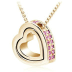 Kis szív - nagy szív nyaklánc gold-pink