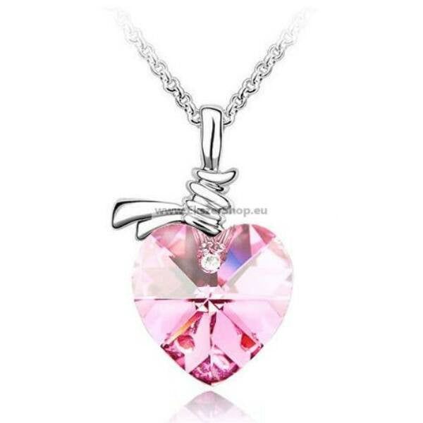 Nyaklánc halvány rózsaszín Swarovski szívvel