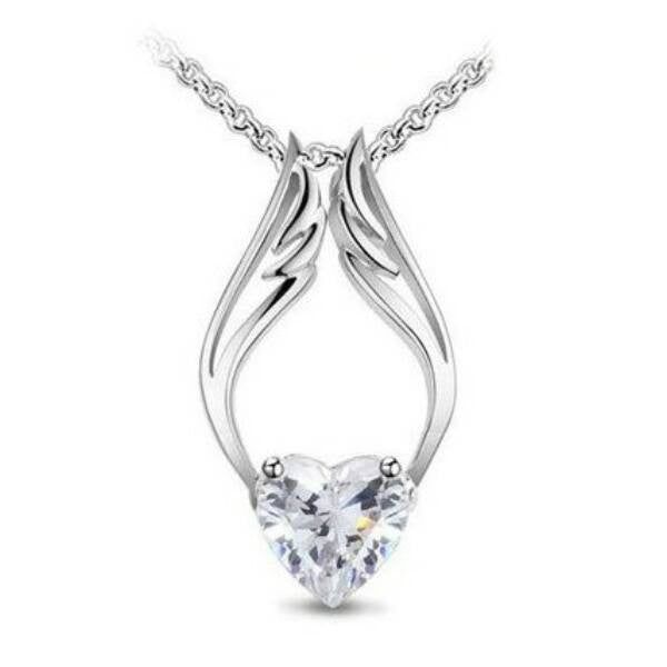 Variálható szárnyas Swarovski szív nyaklánc fehér