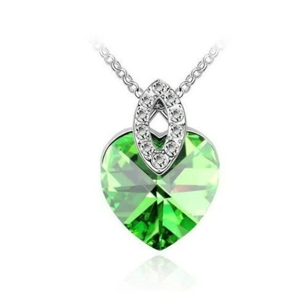 Zöld Swarovski szív medálos nyaklánc