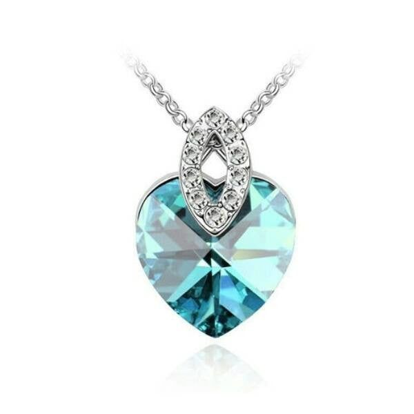 Tengerkék Swarovski szív medálos nyaklánc