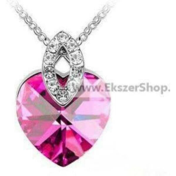 Rózsaszín Swarovski szív medálos nyaklánc