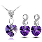 Szív és kígyó szett lila Swarovski kristállyal