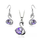 Hattyú szett Swarovski szívvel ibolya