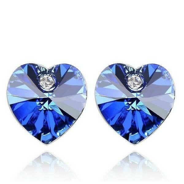 Swarovski szív fülbevaló mélykék