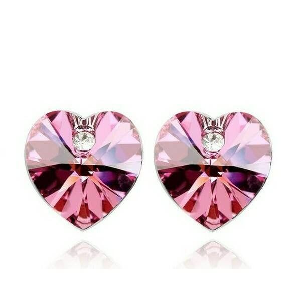Swarovski szív fülbevaló pink