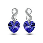Szív és kígyó fülbevaló mélykék Swarovski kristállyal