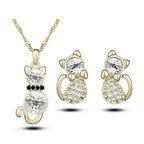 Cica szett Swarovski kristállyal arany-fehér
