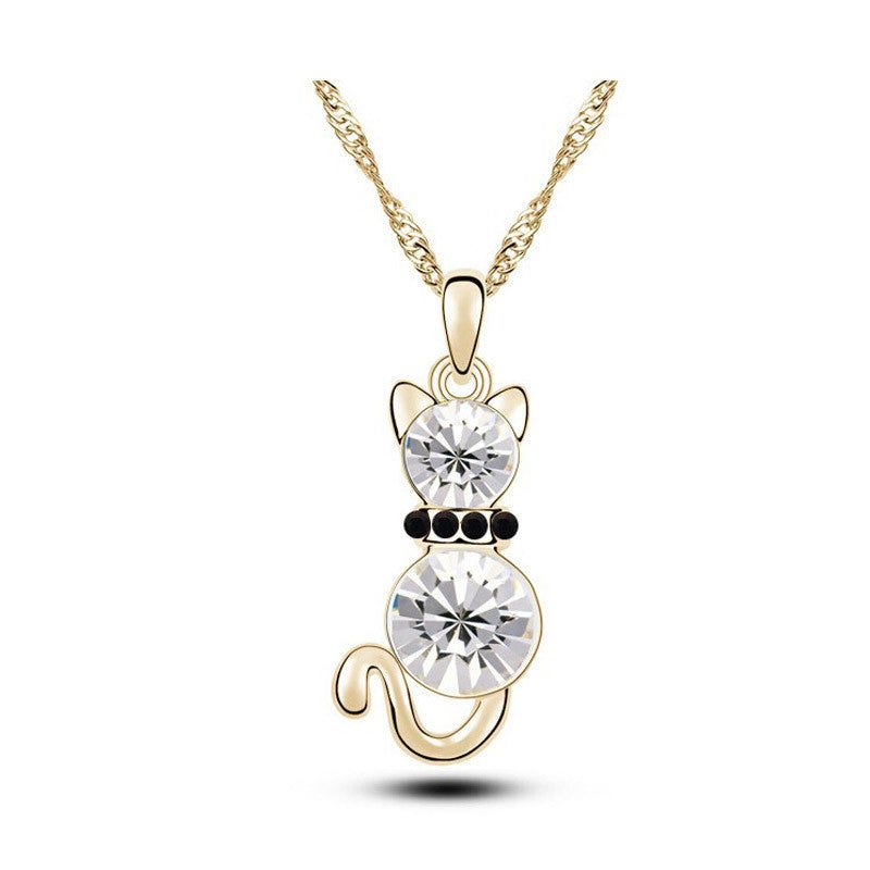 Swarovski cica nyaklánc arany-fehér