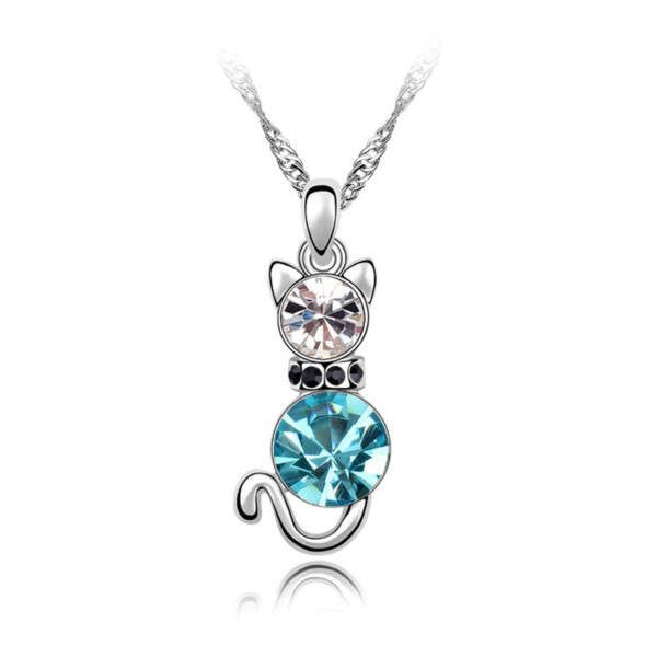 Swarovski cica nyaklánc égkék