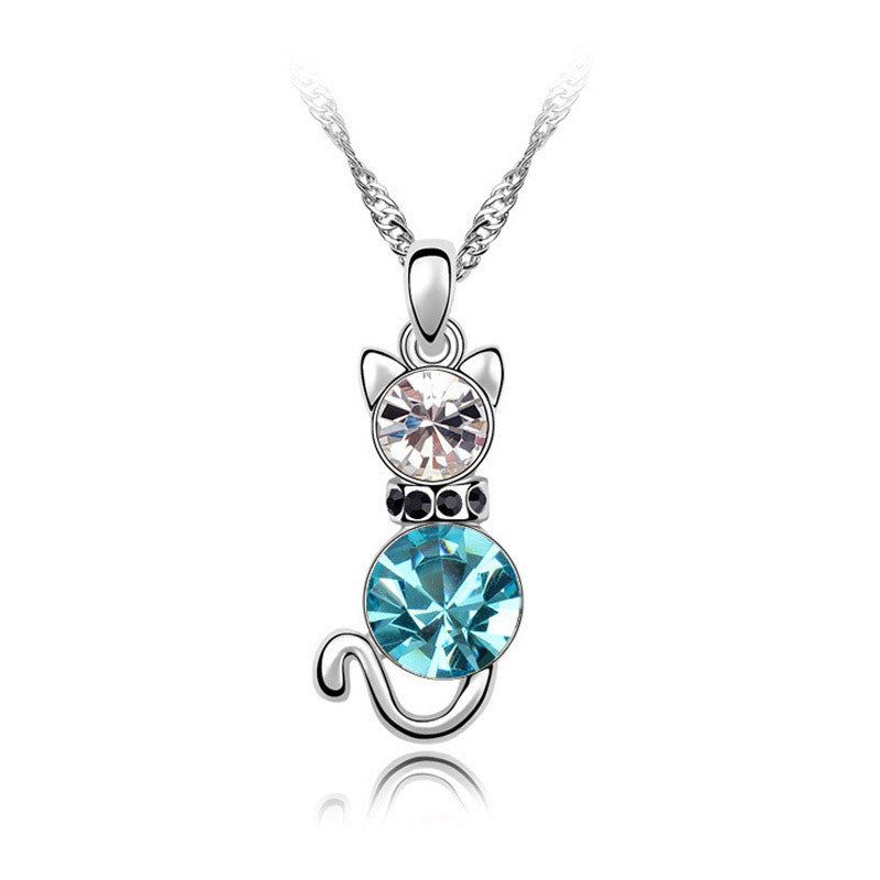 Swarovski cica nyaklánc égkék