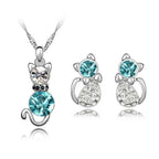 Cica szett Swarovski kristállyal tengerkék