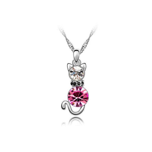 Swarovski cica nyaklánc pink
