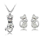 Cica szett Swarovski kristállyal fehér