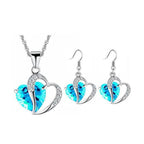 Dupla szív szett tengerkék Swarovski kristállyal