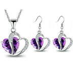 Dupla szív szett lila Swarovski kristállyal