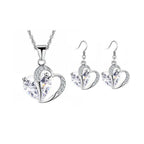Dupla szív szett fehér Swarovski kristállyal