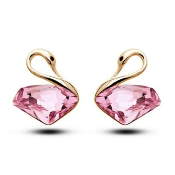 Hattyúpár fülbevaló gold-pink