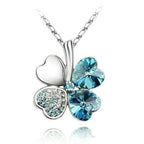 Négylevelű lóhere szerencsenyaklánc Swarovski kristállyal arany-kék