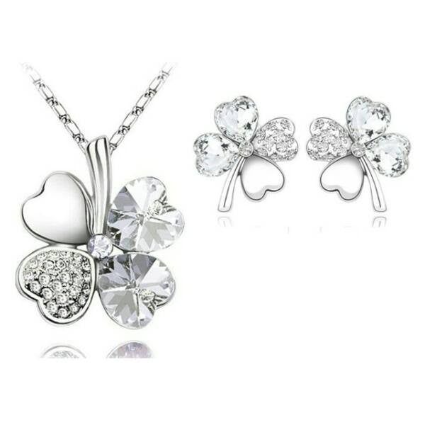 Szerencse szett fehér Swarovski kővel