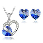 Szíves szett 9556 mélykék Swarovski szívvel