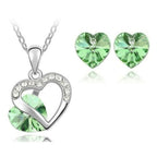 Szíves szett 9556 zöld Swarovski szívvel