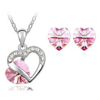 Szíves szett 9556 pink Swarovski szívvel