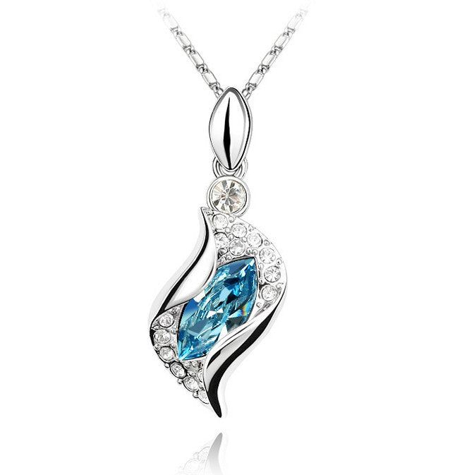 Csavart nyaklánc tengerkék Swarovski kristállyal