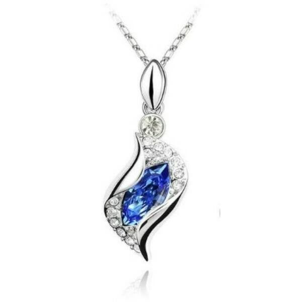Csavart nyaklánc mélykék Swarovski kristállyal