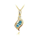 Csavart nyaklánc Swarovski kristállyal gold-tengerkék