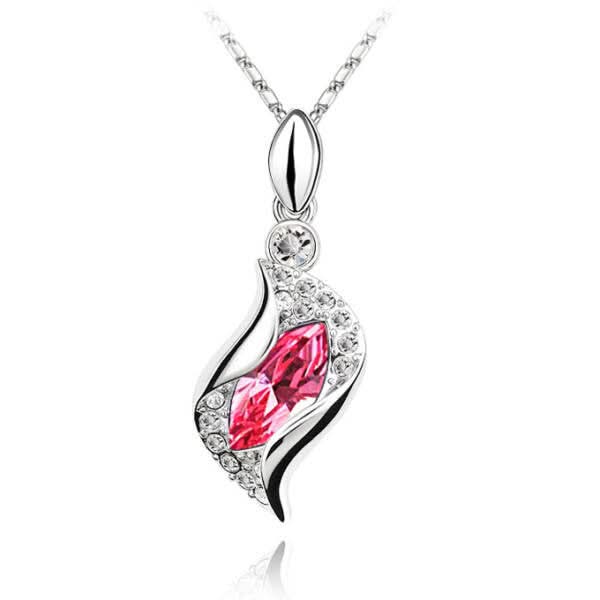 Csavart nyaklánc pink Swarovski kristállyal