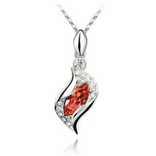 Csavart nyaklánc piros Swarovski kristállyal