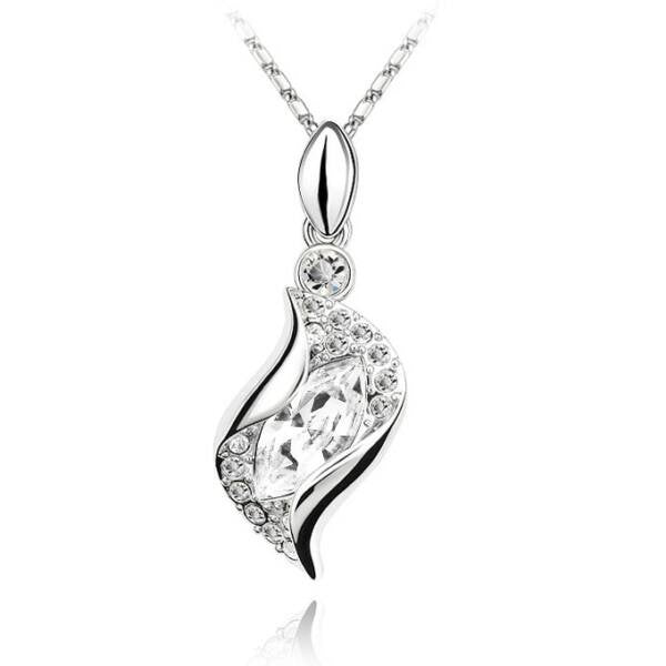 Csavart nyaklánc fehér  Swarovski kristállyal