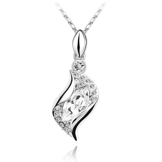 Csavart nyaklánc fehér  Swarovski kristállyal