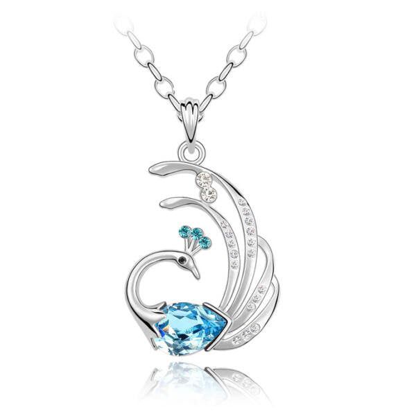 Páva nyaklánc Swarovski kristállyal tengerkék