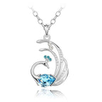 Páva nyaklánc Swarovski kristállyal tengerkék