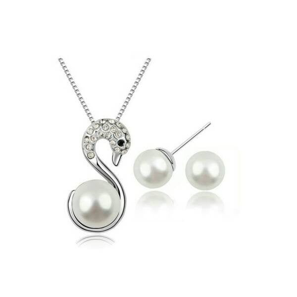 Hattyú gyönggyel szett whitegold