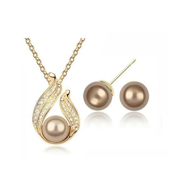 Olivia gyöngy szett kávé színű