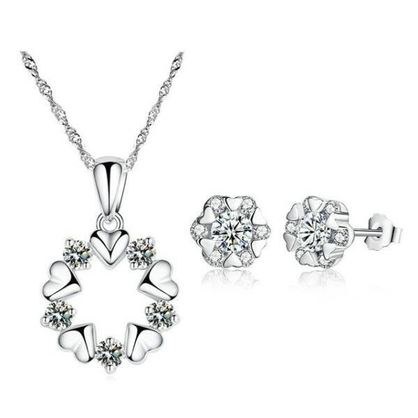Szíves napocska szett Swarovski kristállyal