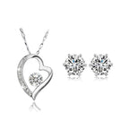 Szívben kristály szett fehér Swarovski kristállyal