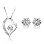 Szívben kristály szett fehér Swarovski kristállyal