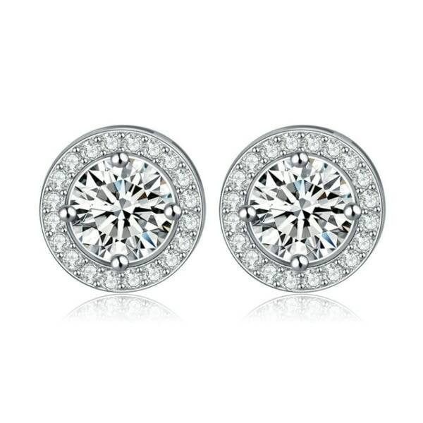 Körben pötty beszúrós fülbevaló Swarovski kristállyal fehér