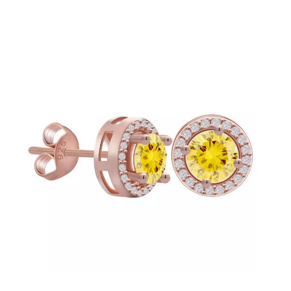 Körben pötty beszúrós fülbevaló rosegold-sárga