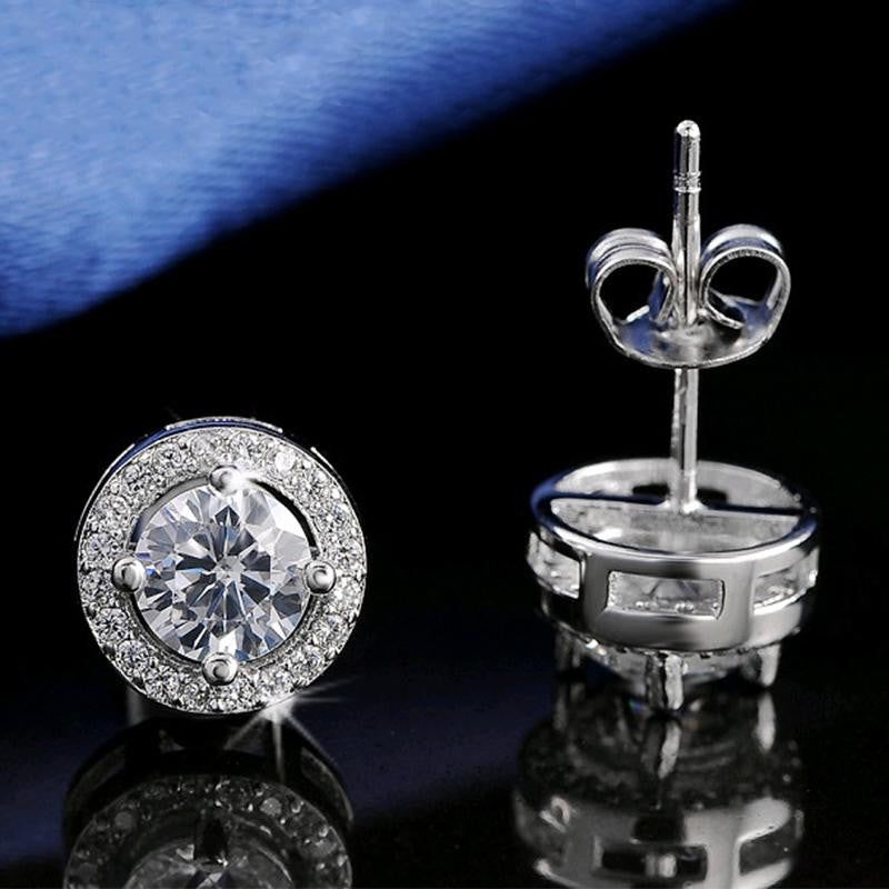 Körben pötty beszúrós fülbevaló Swarovski kristállyal fehér