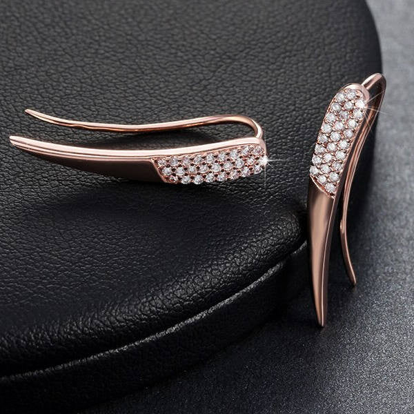 Trendi angyalszárny fülbevaló Swarovski kristállyal rosegold