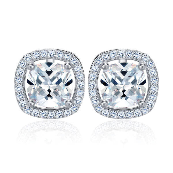 Beszúrós kocka fülbevaló sok apró Swarovski kristállyal whitegold